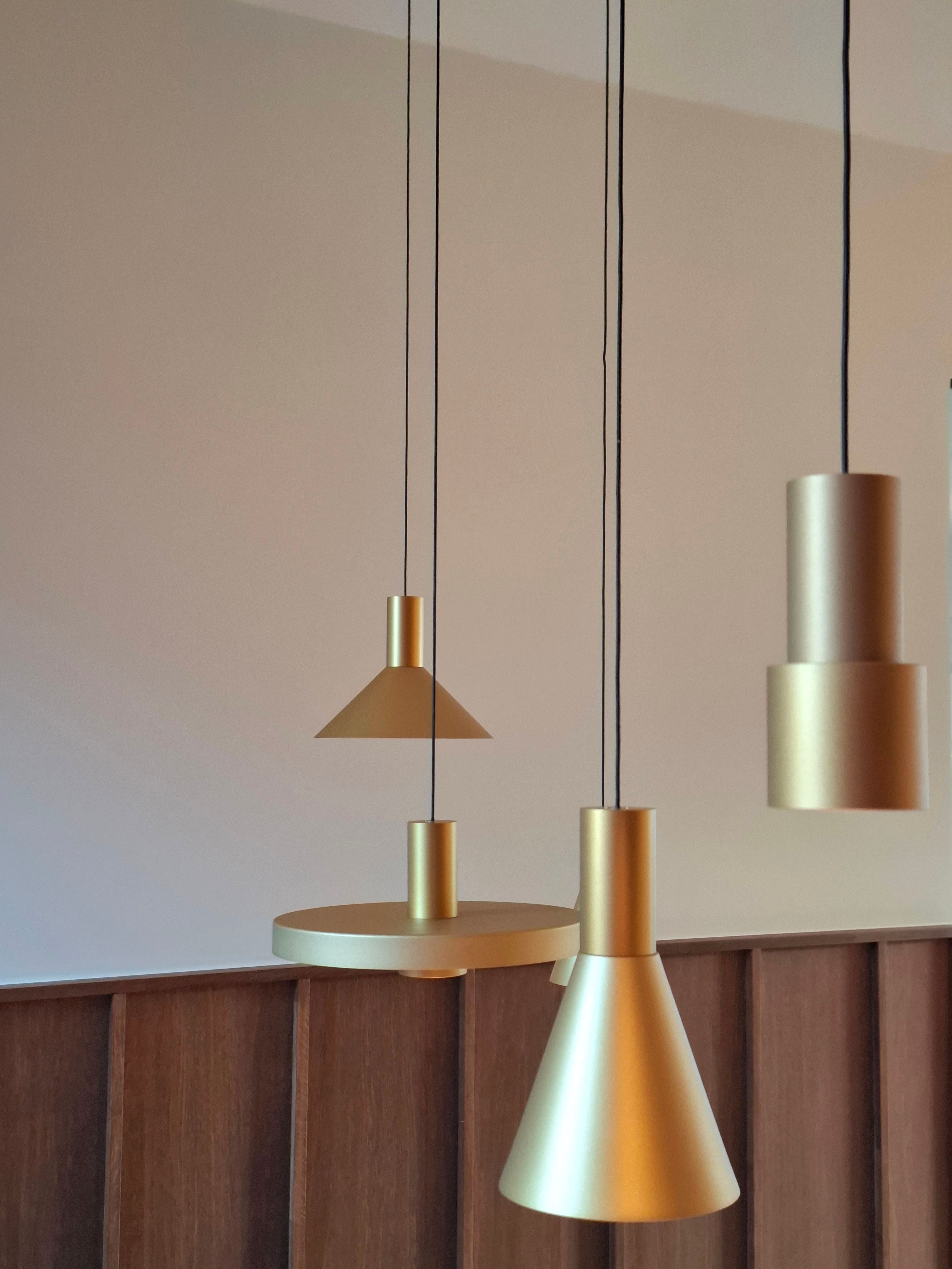 Modern pendant lights over a kitchen island