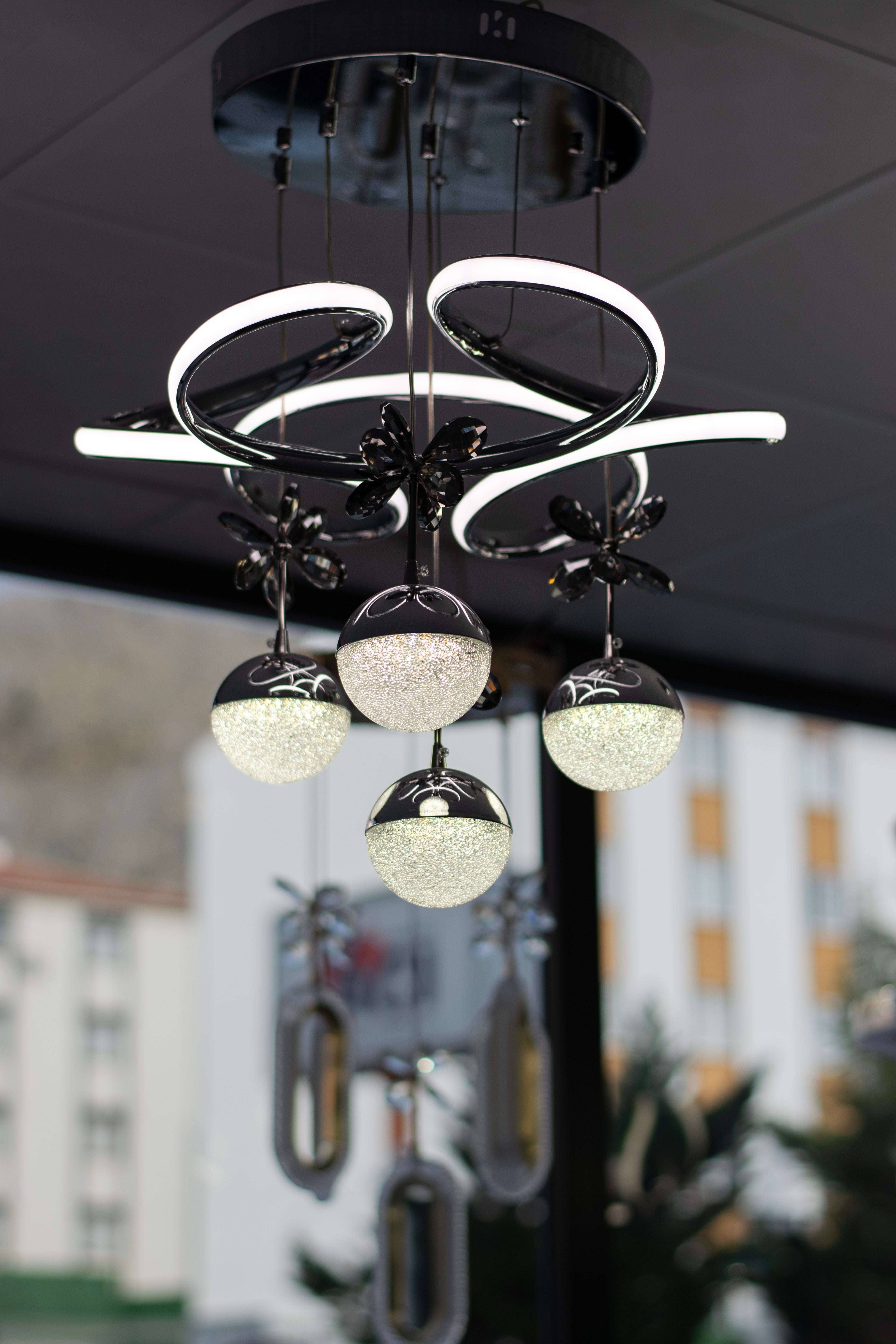 Modern chandelier in a living space